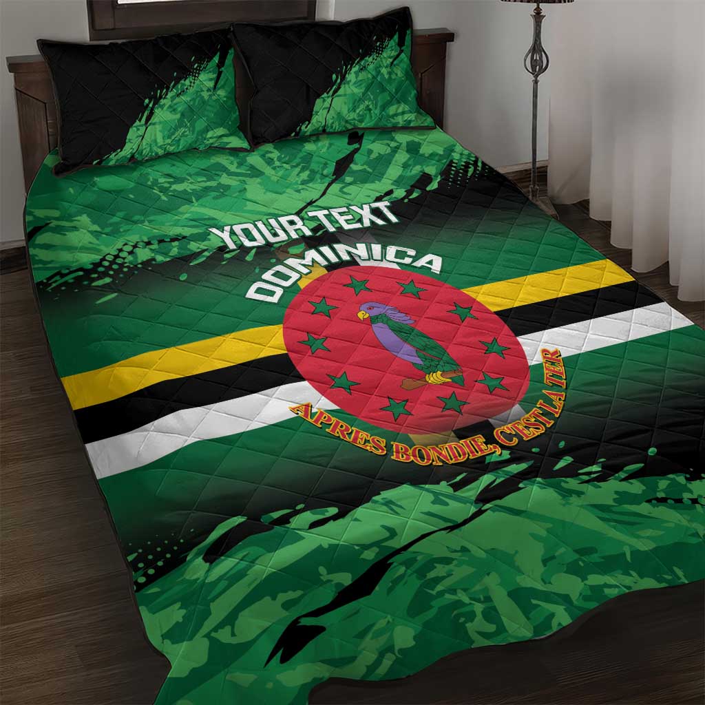 Persionalized Dominica 1978 Quilt Bed Set Dominik Independence Anniversary Grunge Style - Wonder Print Shop