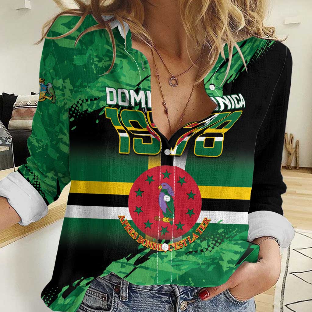 Persionalized Dominica 1978 Women Casual Shirt Dominik Independence Anniversary Grunge Style