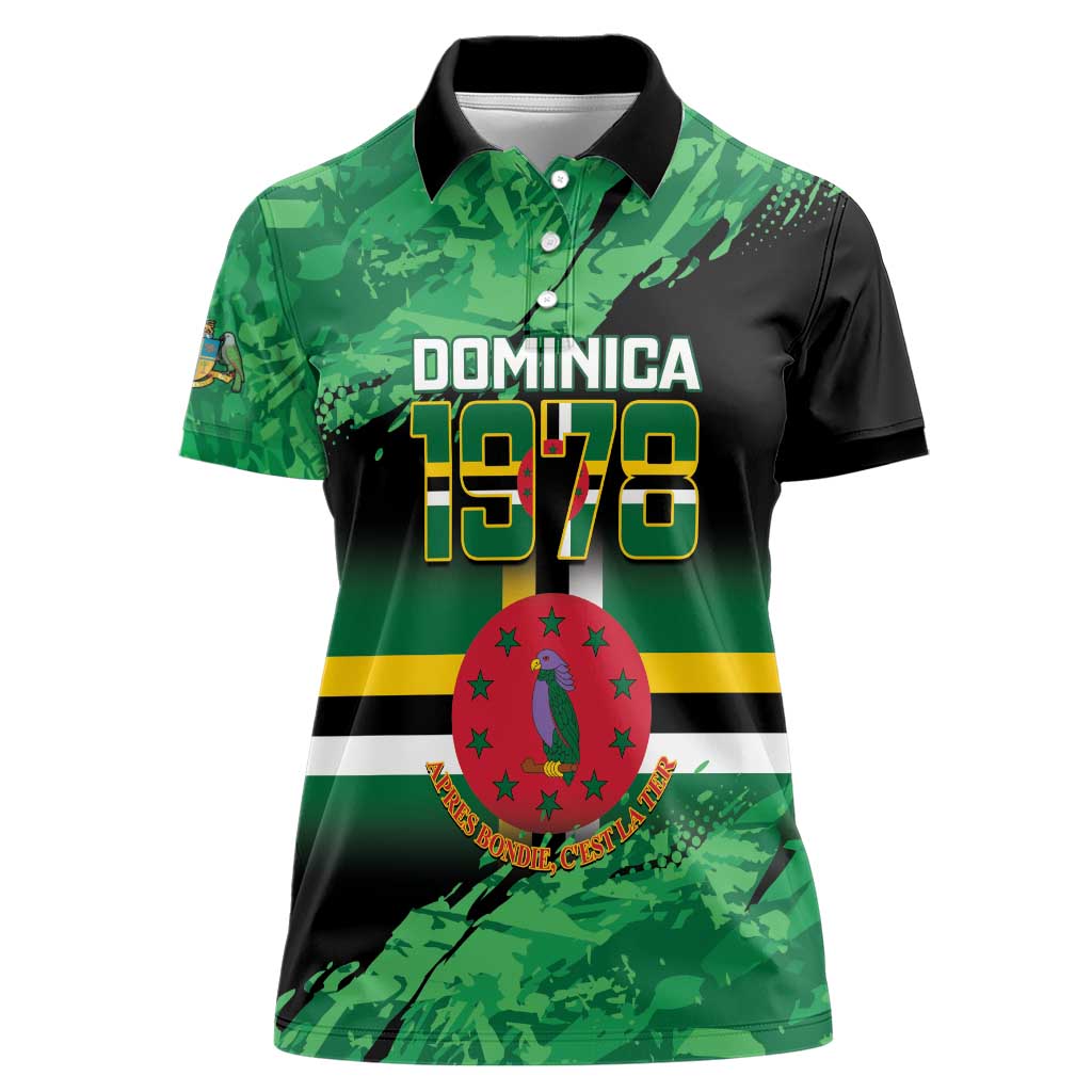 Persionalized Dominica 1978 Women Polo Shirt Dominik Independence Anniversary Grunge Style - Wonder Print Shop