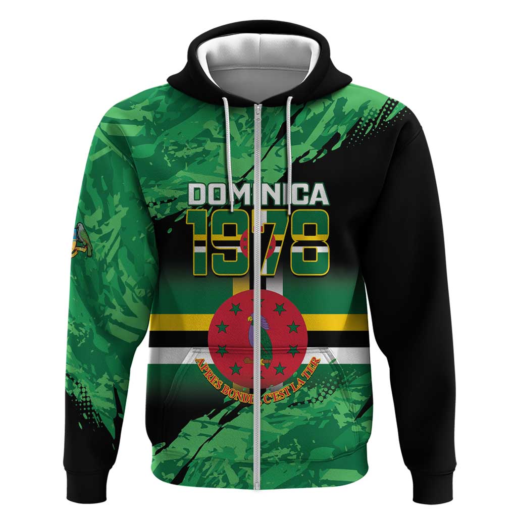 Persionalized Dominica 1978 Zip Hoodie Dominik Independence Anniversary Grunge Style - Wonder Print Shop