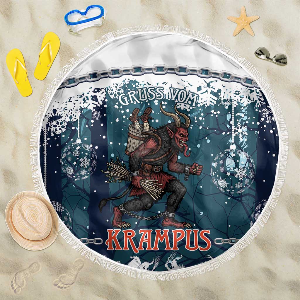 Gruss vom Krampus Christmas Beach Blanket Creepy Xmas Devil - Wonder Print Shop