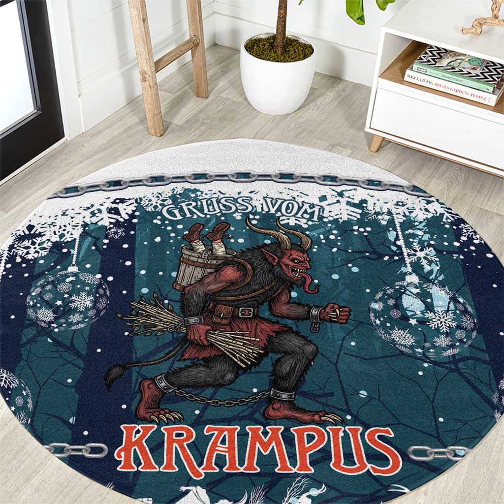 Gruss vom Krampus Christmas Round Carpet Creepy Xmas Devil - Wonder Print Shop
