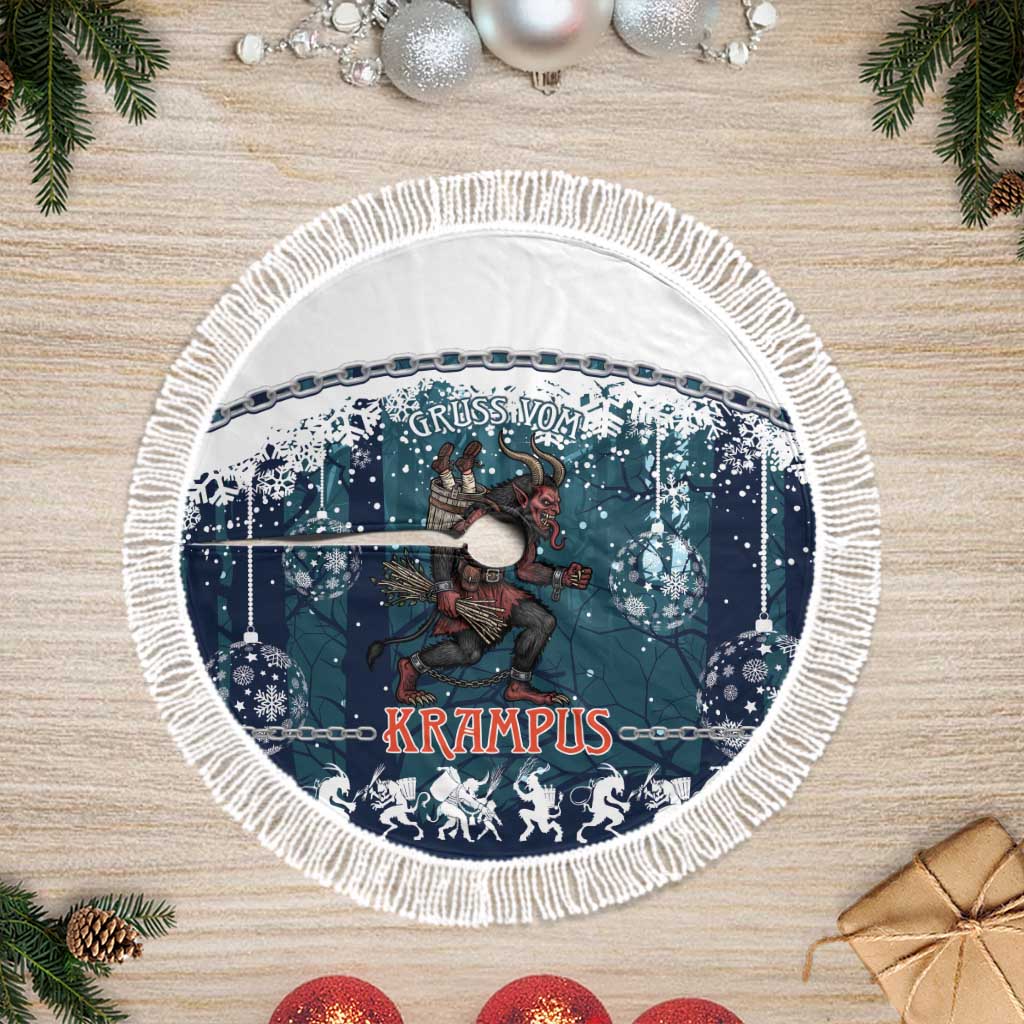 Gruss vom Krampus Christmas Tree Skirt Creepy Xmas Devil - Wonder Print Shop