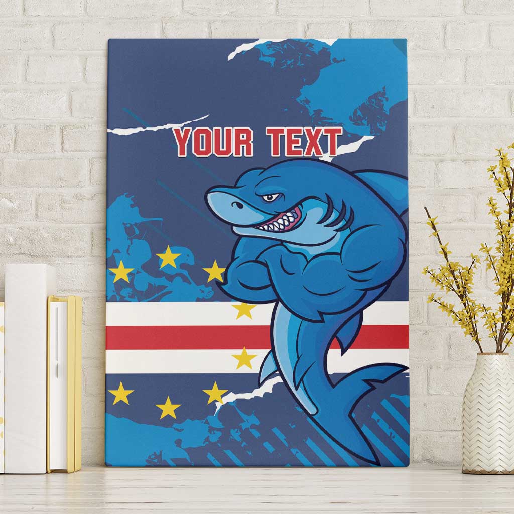 Custom Cape Verde Football Canvas Wall Art Go Blue Sharks - Mascot Version - Wonder Print Shop