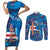 Custom Cape Verde Football Couples Matching Short Sleeve Bodycon Dress and Long Sleeve Button Shirt Go Blue Sharks - Mascot Version - Wonder Print Shop