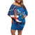 Custom Cape Verde Football Family Matching Off Shoulder Short Dress and Hawaiian Shirt Go Blue Sharks - Mascot Version - Wonder Print Shop