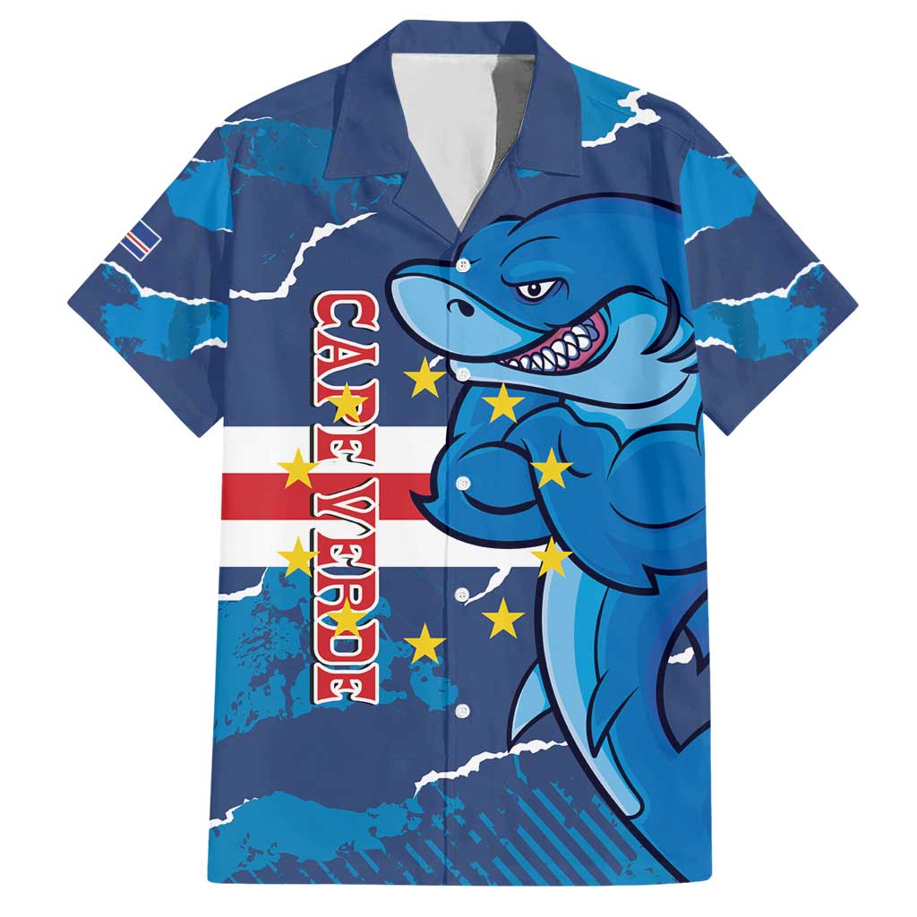 Custom Cape Verde Football Hawaiian Shirt Go Blue Sharks - Mascot Version - Wonder Print Shop