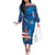 Custom Cape Verde Football Off The Shoulder Long Sleeve Dress Go Blue Sharks - Mascot Version - Wonder Print Shop