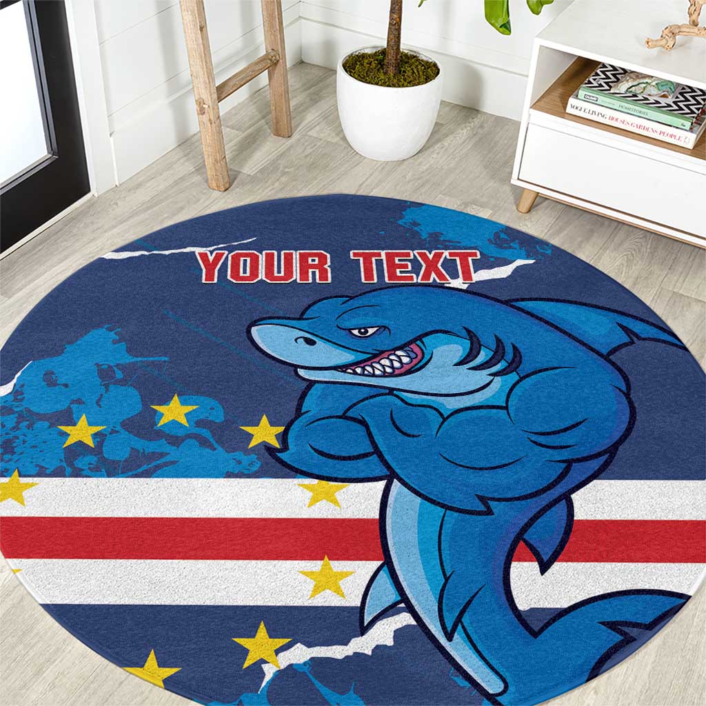 Custom Cape Verde Football Round Carpet Go Blue Sharks - Mascot Version