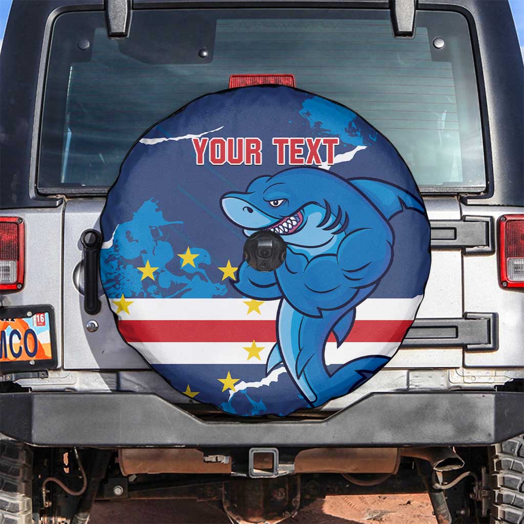 Custom Cape Verde Football Spare Tire Cover Go Blue Sharks - Mascot Version - Wonder Print Shop