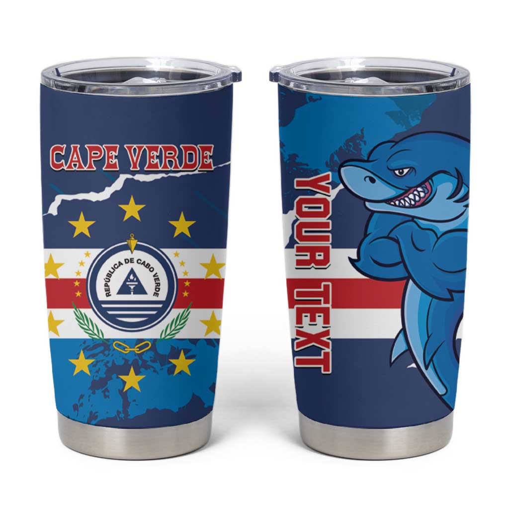 Custom Cape Verde Football Tumbler Cup Go Blue Sharks - Mascot Version - Wonder Print Shop