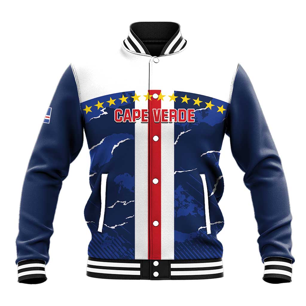 Custom Cape Verde Football Baseball Jacket Go Blue Sharks - Sporty Version - Wonder Print Shop