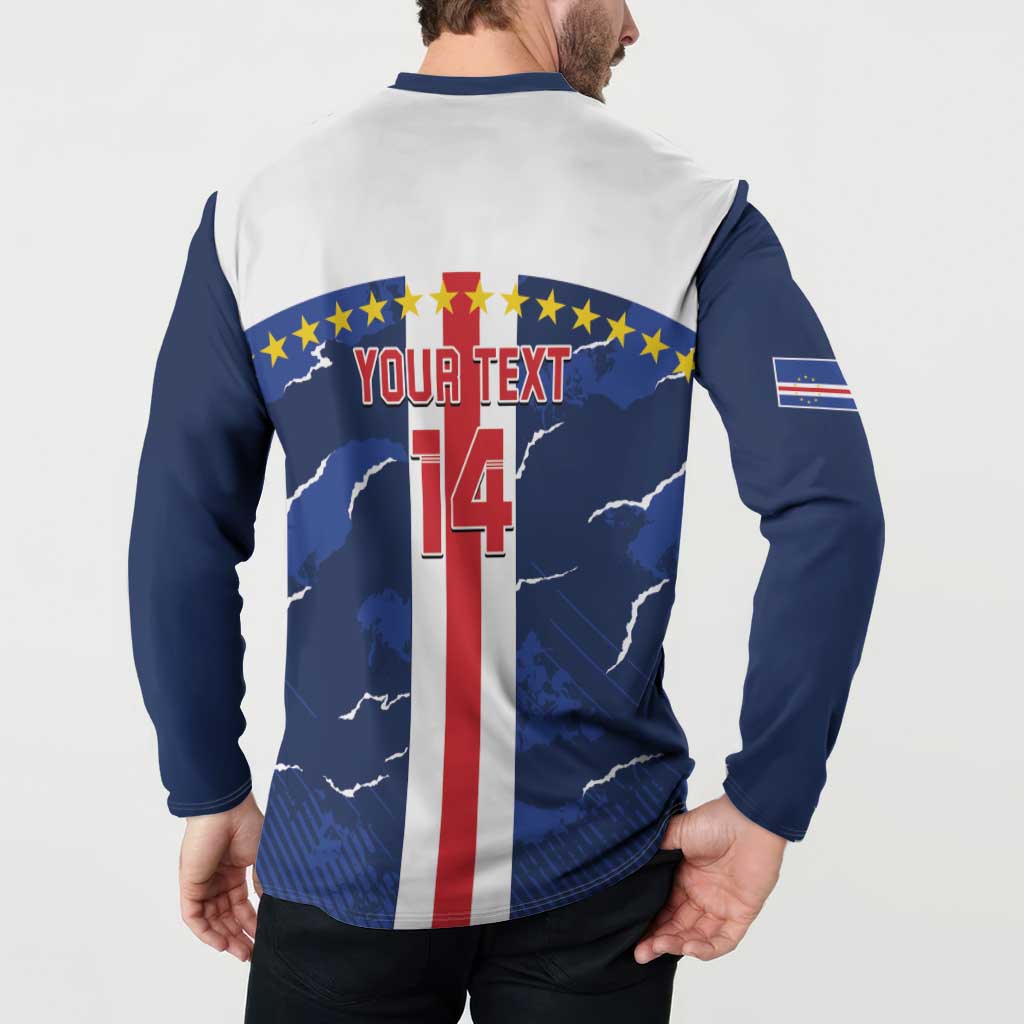 Long-sleeve button sweatshirt with stand collar, back 'YOUR TEXT' number 14 print