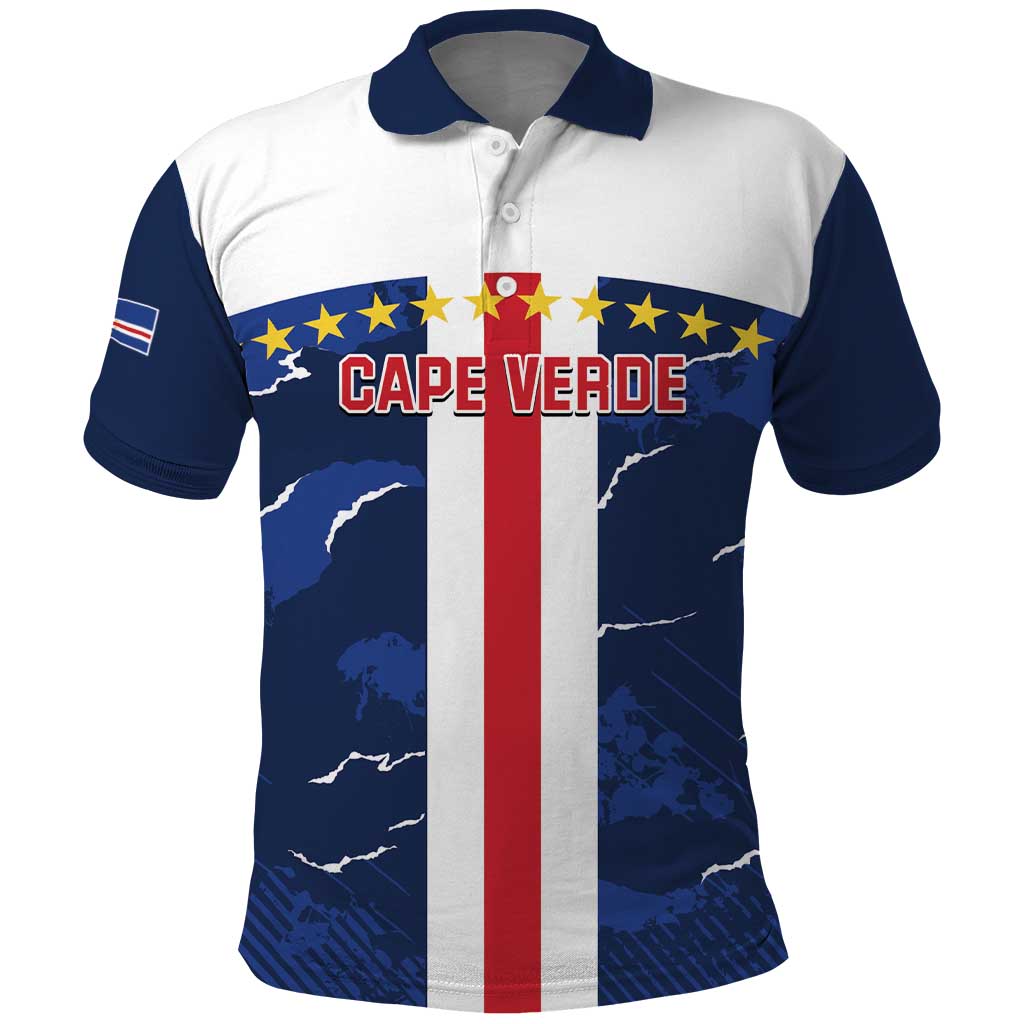 Custom Cape Verde Football Polo Shirt Go Blue Sharks - Sporty Version - Wonder Print Shop