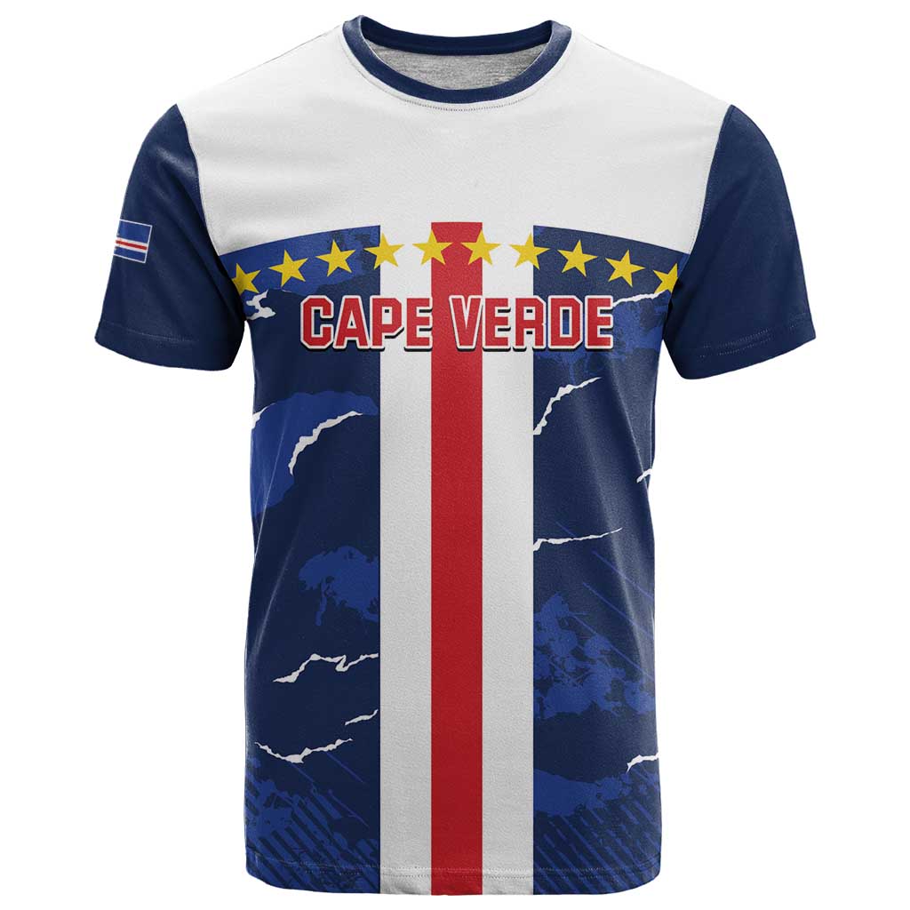 Custom Cape Verde Football T Shirt Go Blue Sharks - Sporty Version - Wonder Print Shop