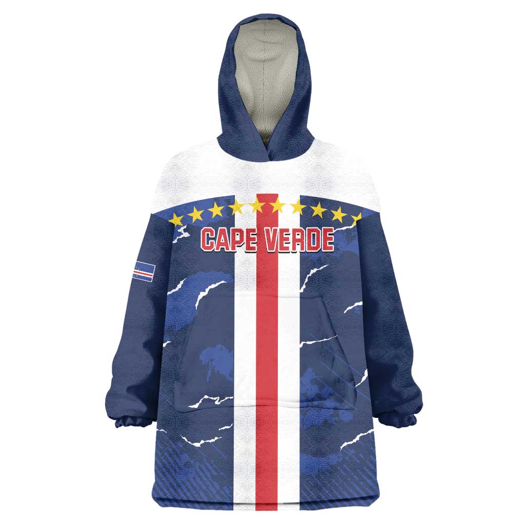 Custom Cape Verde Football Wearable Blanket Hoodie Go Blue Sharks - Sporty Version - Wonder Print Shop