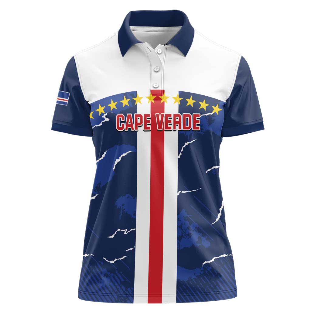 Custom Cape Verde Football Women Polo Shirt Go Blue Sharks - Sporty Version - Wonder Print Shop