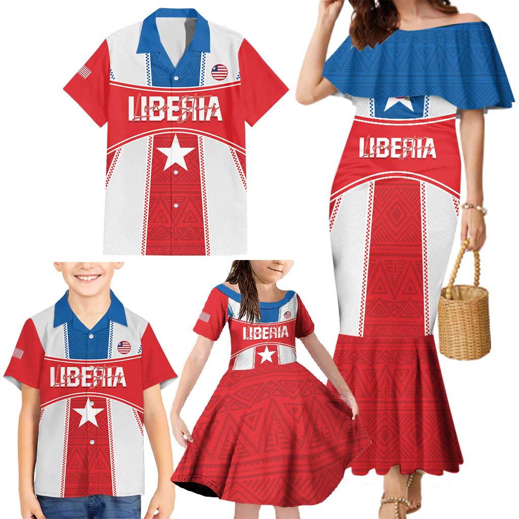 Custom Liberia Football Family Matching Mermaid Dress and Hawaiian Shirt Go Lone Stars - Sporty Style - Wonder Print Shop