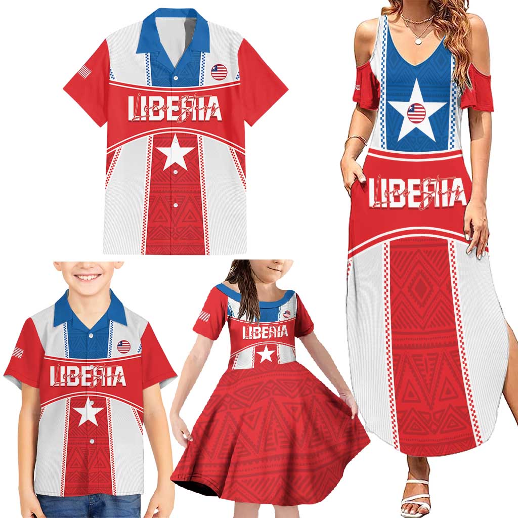 Custom Liberia Football Family Matching Summer Maxi Dress and Hawaiian Shirt Go Lone Stars - Sporty Style - Wonder Print Shop