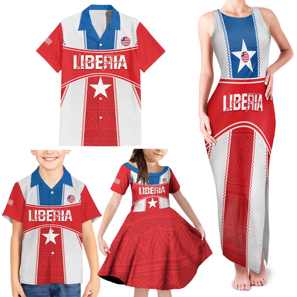 Custom Liberia Football Family Matching Tank Maxi Dress and Hawaiian Shirt Go Lone Stars - Sporty Style - Wonder Print Shop