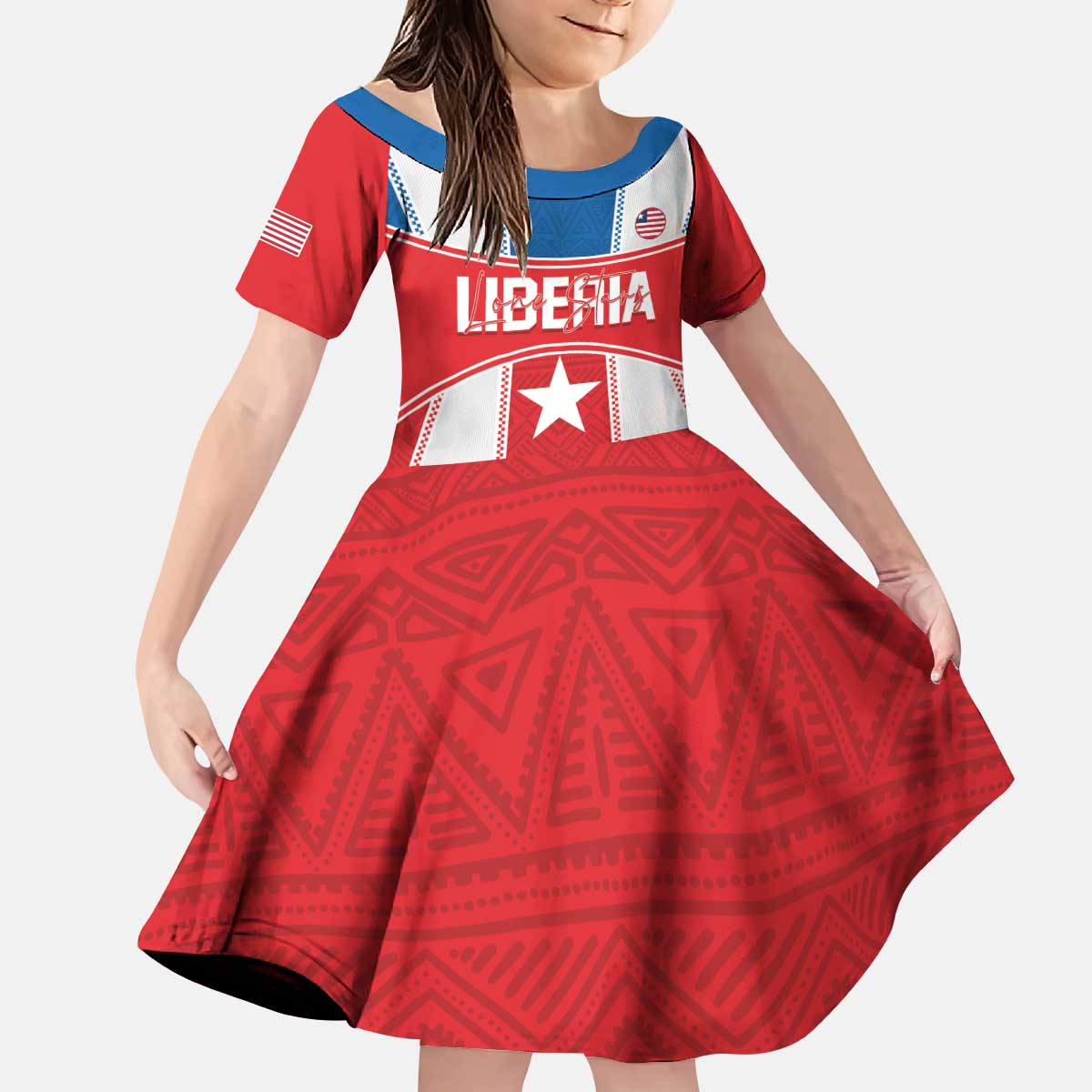 Custom Liberia Football Kid Short Sleeve Dress Go Lone Stars - Sporty Style - Wonder Print Shop