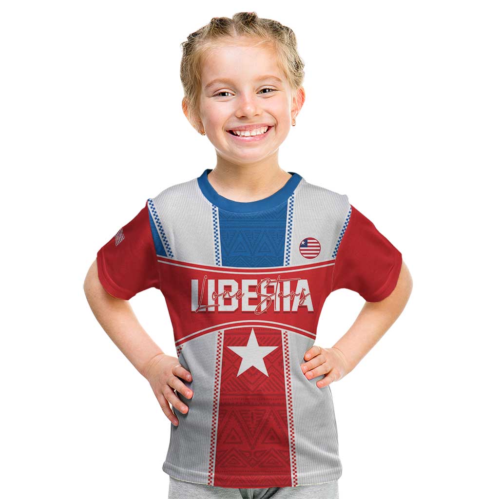 Custom Liberia Football Kid T Shirt Go Lone Stars - Sporty Style - Wonder Print Shop