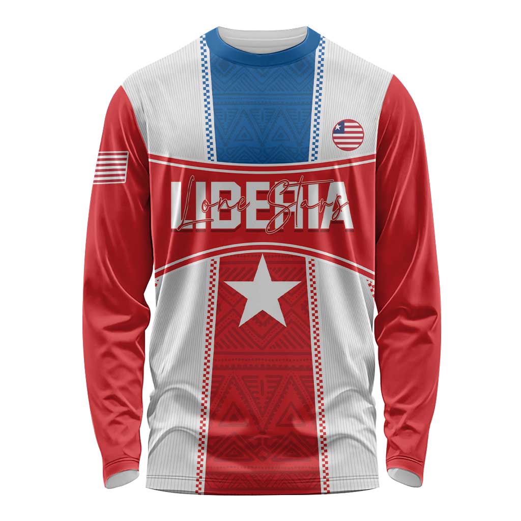 Custom Liberia Football Long Sleeve Shirt Go Lone Stars - Sporty Style - Wonder Print Shop