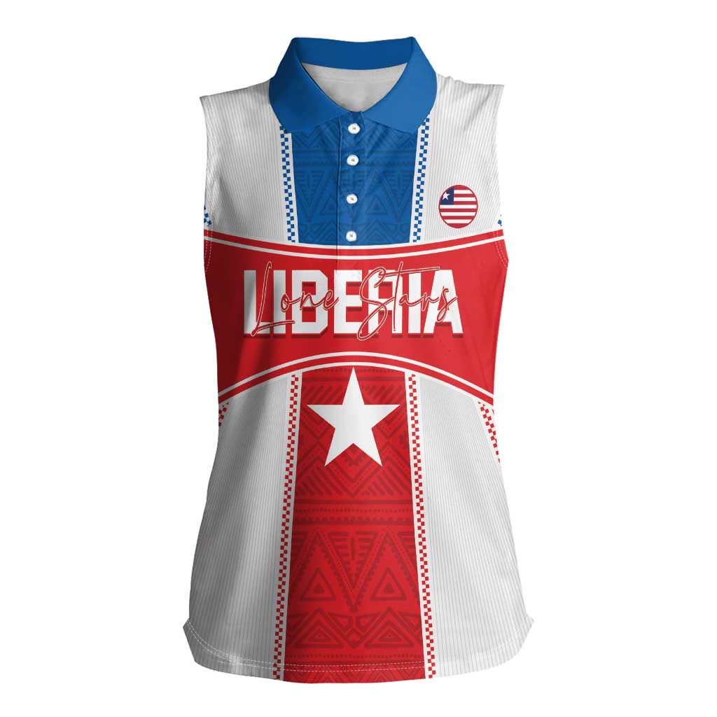 Custom Liberia Football Women Sleeveless Polo Shirt Go Lone Stars - Sporty Style - Wonder Print Shop