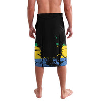 Black lavalava with Gabon map and panther print, green-yellow-blue back