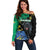 Personaliszd Gabon Off Shoulder Sweater Gabonese Black Panther With Map - Wonder Print Shop