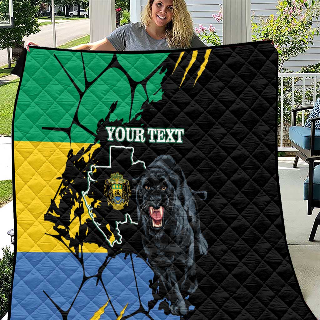 Personaliszd Gabon Quilt Gabonese Black Panther With Map - Wonder Print Shop