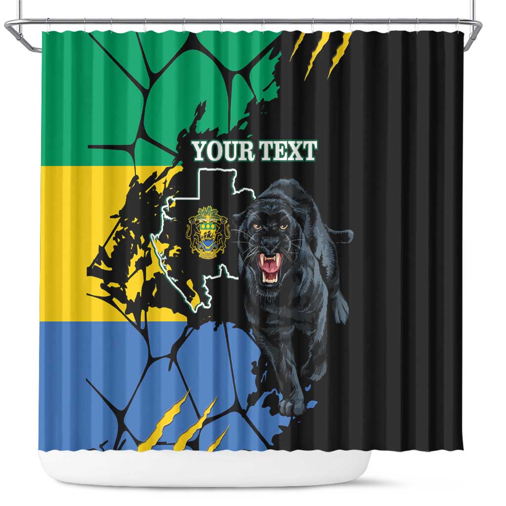 Personaliszd Gabon Shower Curtain Gabonese Black Panther With Map