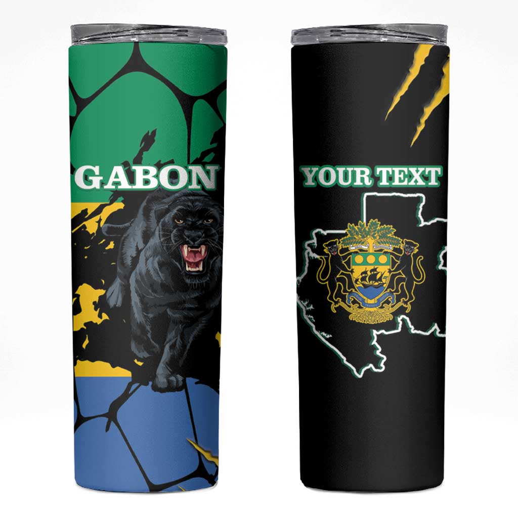 Personalized Gabon Skinny Tumbler Gabonese Black Panther With Map - Wonder Print Shop