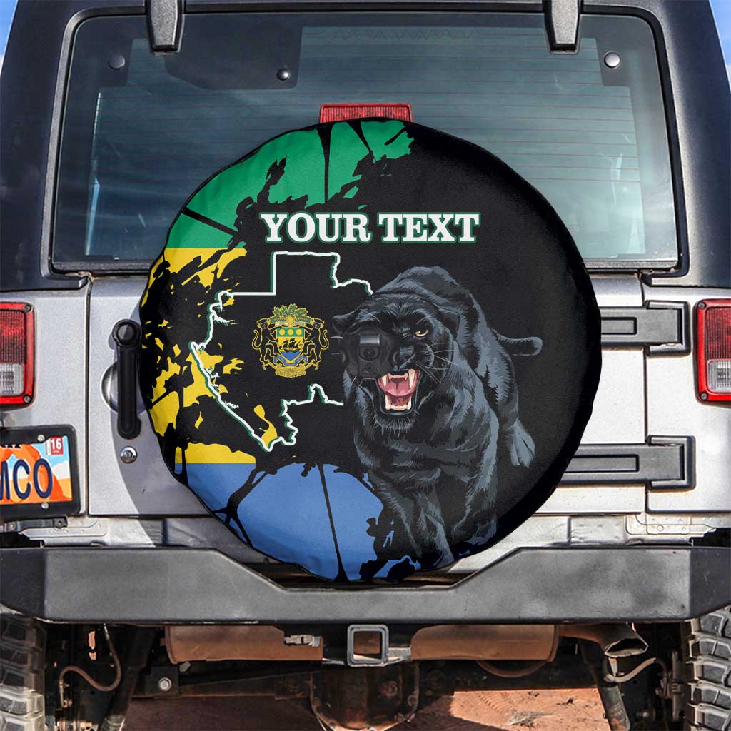 Personaliszd Gabon Spare Tire Cover Gabonese Black Panther With Map - Wonder Print Shop