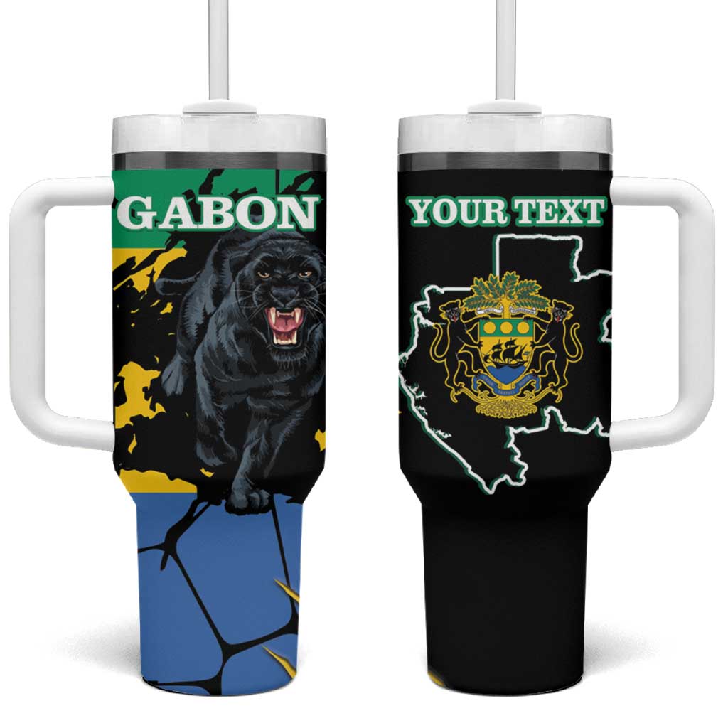 Personalized Gabon Tumbler With Handle Gabonese Black Panther With Map - Wonder Print Shop