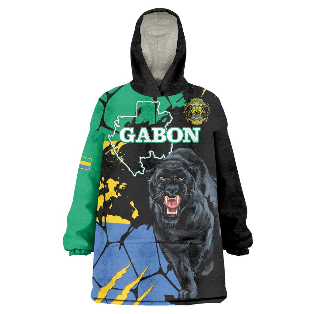 Personaliszd Gabon Wearable Blanket Hoodie Gabonese Black Panther With Map