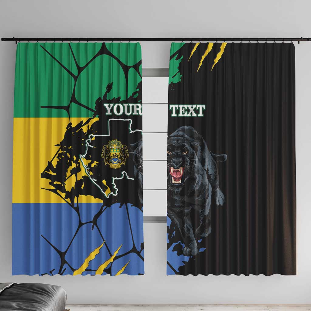 Personaliszd Gabon Window Curtain Gabonese Black Panther With Map - Wonder Print Shop