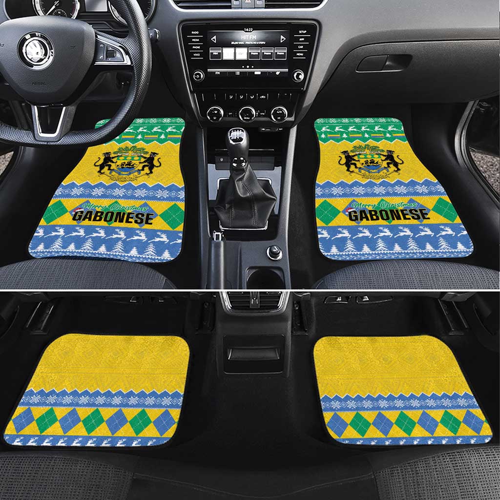 Gabon Christmas Car Mats Joyeux Noel Coat Of Arms - Wonder Print Shop