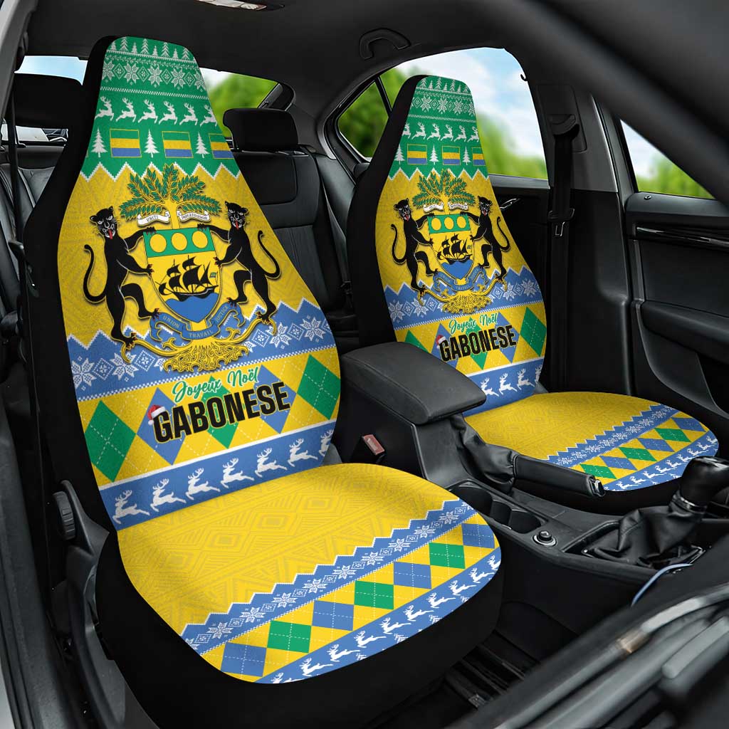 Gabon Christmas Car Seat Cover Joyeux Noel Coat Of Arms - Wonder Print Shop