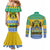 Gabon Christmas Couples Matching Mermaid Dress and Long Sleeve Button Shirt Joyeux Noel Coat Of Arms