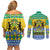 Gabon Christmas Couples Matching Off Shoulder Short Dress and Long Sleeve Button Shirt Joyeux Noel Coat Of Arms - Wonder Print Shop