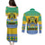 Gabon Christmas Couples Matching Puletasi and Long Sleeve Button Shirt Joyeux Noel Coat Of Arms - Wonder Print Shop