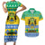 Gabon Christmas Couples Matching Short Sleeve Bodycon Dress and Hawaiian Shirt Joyeux Noel Coat Of Arms - Wonder Print Shop