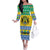 Gabon Christmas Family Matching Off The Shoulder Long Sleeve Dress and Hawaiian Shirt Joyeux Noel Coat Of Arms - Wonder Print Shop