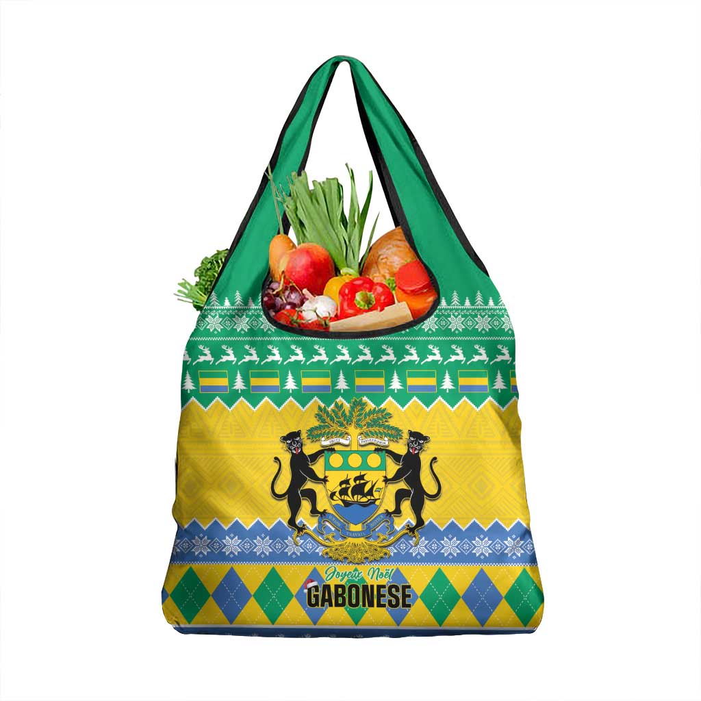 Gabon Christmas Grocery Bag Joyeux Noel Coat Of Arms