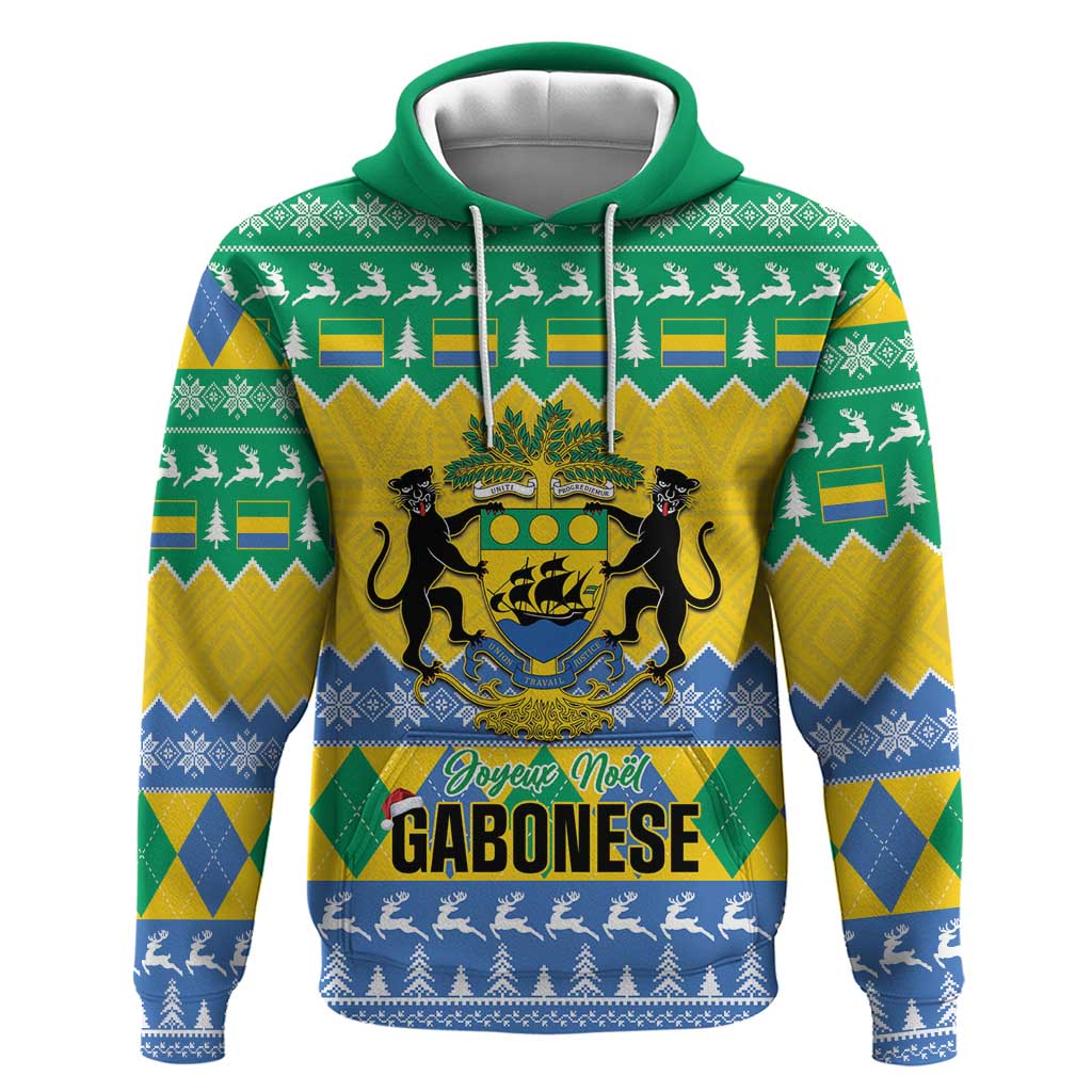 Gabon Christmas Hoodie Joyeux Noel Coat Of Arms - Wonder Print Shop