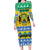 Gabon Christmas Long Sleeve Bodycon Dress Joyeux Noel Coat Of Arms - Wonder Print Shop