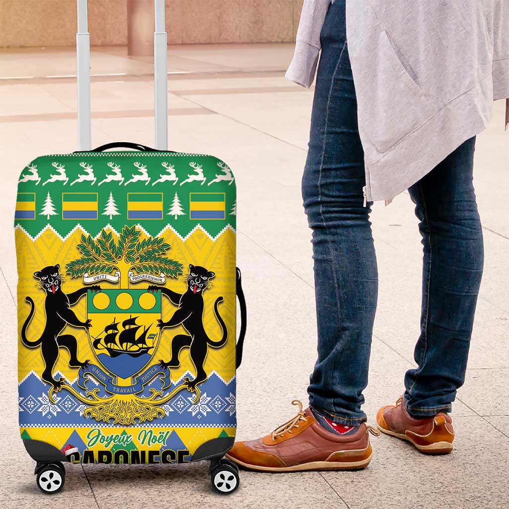 Gabon Christmas Luggage Cover Joyeux Noel Coat Of Arms