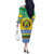 Gabon Christmas Off The Shoulder Long Sleeve Dress Joyeux Noel Coat Of Arms - Wonder Print Shop