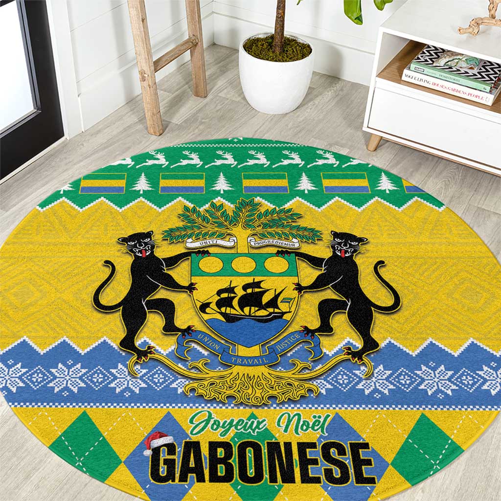 Gabon Christmas Round Carpet Joyeux Noel Coat Of Arms